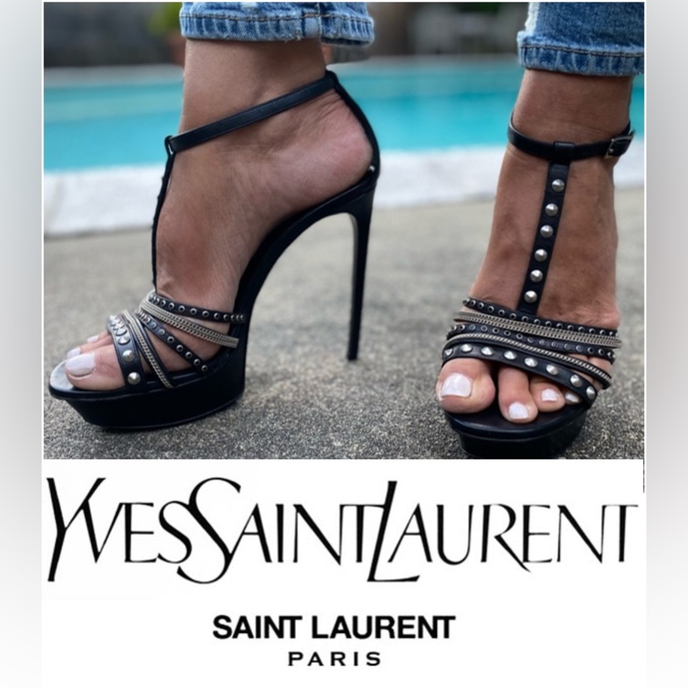 Yves Saint Laurent Paris Platform Studded & Chained Stilettos US 10 (E40